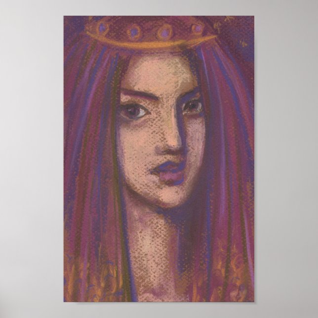 Purple Veil Eastern Orient Girl Portrait Painting Poster (Front)