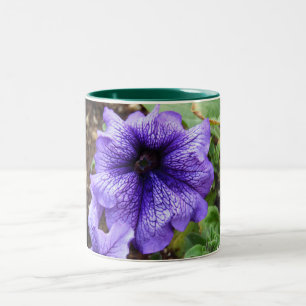 Purple Veined Flower Two-Tone Coffee Mug