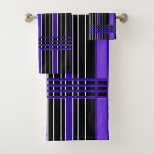 Purple Vertical Stripes Bath Towel Set