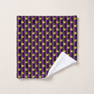 Purple Vertical Stripes Mardi Gras Party Golden Wash Cloth