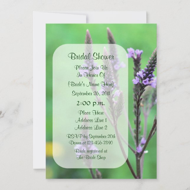 Purple Vervain Flower Bridal Shower Invite (Front)