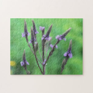 Purple Vervain Wildflower Photo Painting Jigsaw Puzzle
