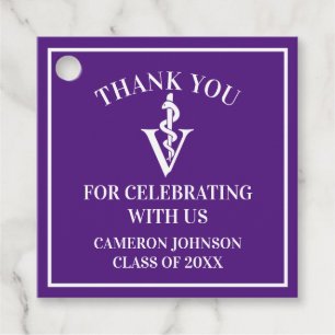 Purple Veterinary School Custom Graduation Party Favour Tags
