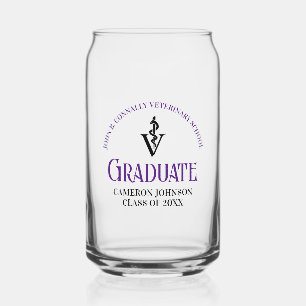 Purple Veterinary School Graduation Personalised Can Glass