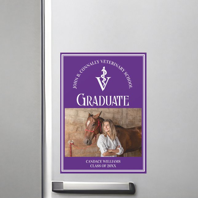 Purple Veterinary School Photo Graduation Magnet (Creator Uploaded)