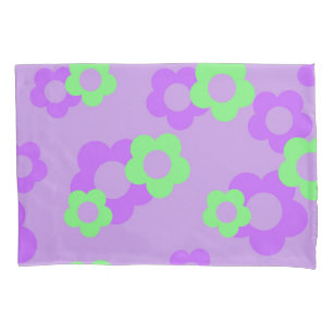 Purple Vibrant Y2K Wildflower Bold Retro Spring  Pillowcase