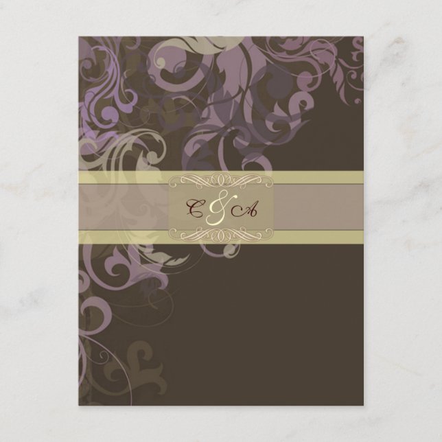 Purple Victoria Wedding reception card (Front)