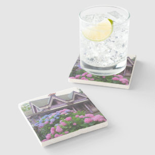 Purple Victorian Cottage - Martha's Vineyard Stone Coaster
