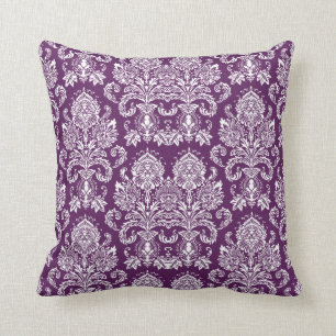Purple Victorian Damask Cushion