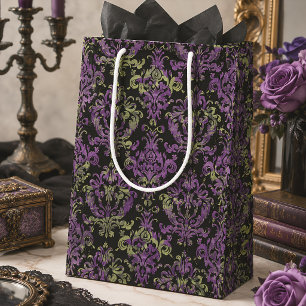 Purple Victorian Damask Gothic Halloween Medium Gift Bag