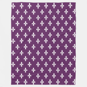 Purple Victorian Fleur de Lys Fleece Blanket