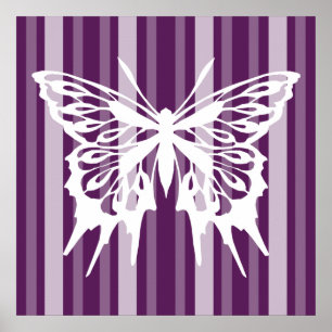 Purple Victorian Lady Stripe with Butterfly Poster
