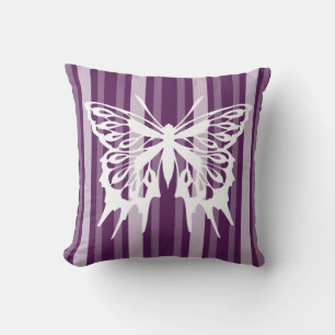Purple Victorian Stripe with Butterfly Cushion