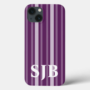 Purple Victorian Stripe with Monogram iPhone 13 Case