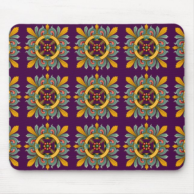 Purple Victorian Tile Design Mouse Pad (Front)