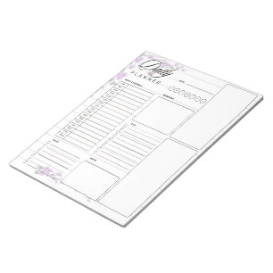 Purple vine floral daily planner notepad