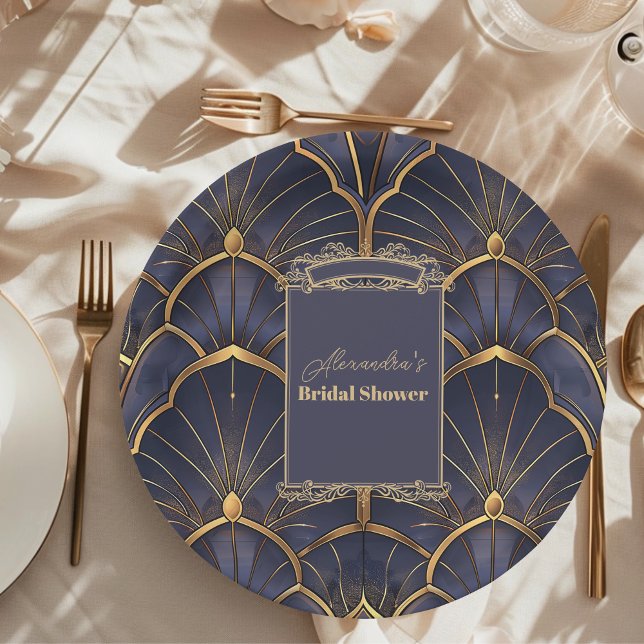 Purple Vintage Art Deco Bridal Shower Paper Plate (Creator Uploaded)