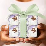 Purple Vintage Black Santa Winking Christmas Gift Wrapping Paper<br><div class="desc">custom roll of holiday wrapping paper adorned in a unique vintage and adorable retro graphic of black santa winking wearing a pretty pastel dusty lilac purple coloured hat,  featured in a seamless pattern print format. and maintains a monochromatic colour pallet</div>