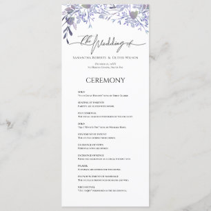 Purple Vintage Botanical Wedding Program 