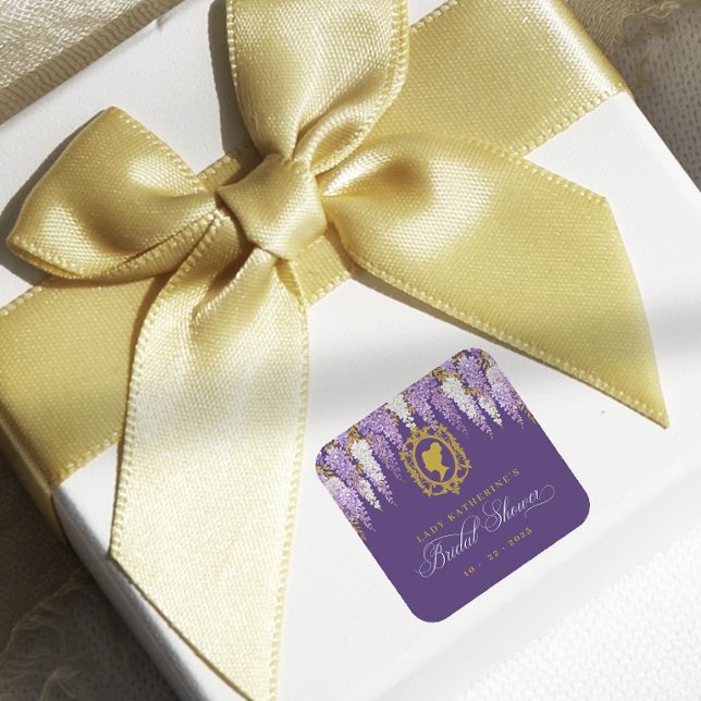 Purple Vintage Bridal Shower Square Sticker (Creator Uploaded)