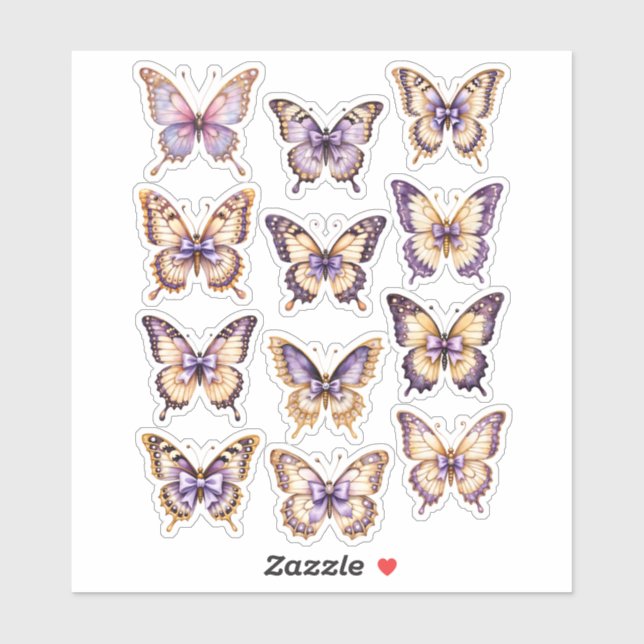 Purple Vintage Butterfly Ephemera Sticker Sheet (Sheet)