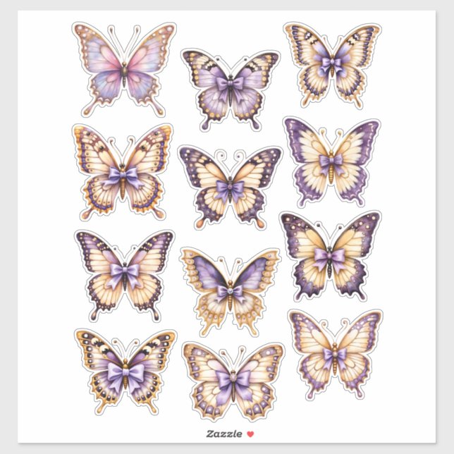 Purple Vintage Butterfly Ephemera Sticker Sheet (Sheet)