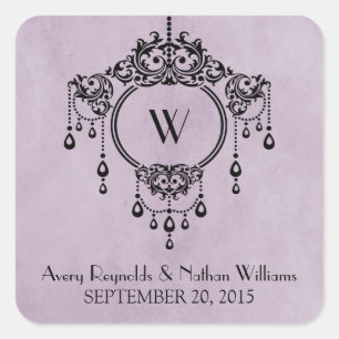 Purple Vintage Chandelier Wedding Stickers