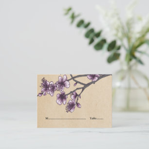 Purple Vintage Cherry Blossoms Place Cards