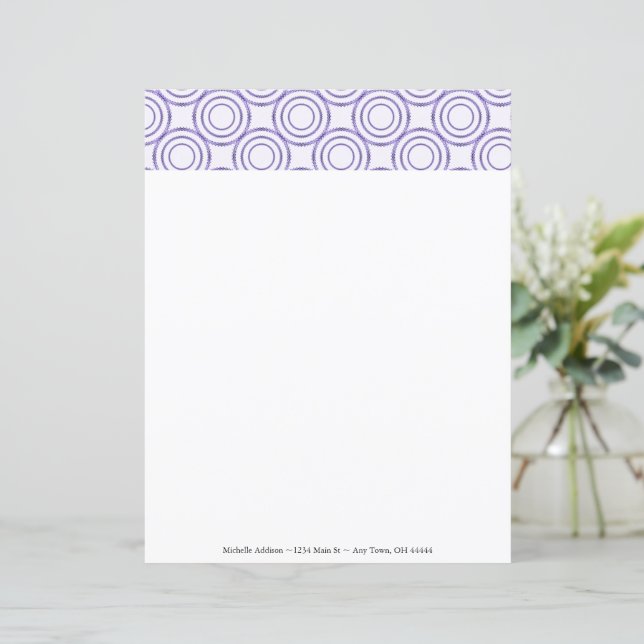 Purple Vintage Circle Pattern Personalise Paper (Standing Front)