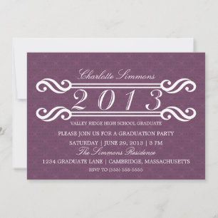Purple Vintage Damask 2013 Graduation Invitation