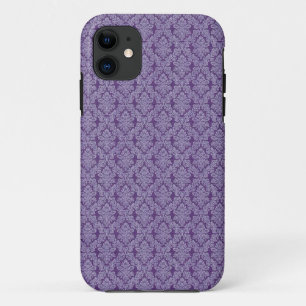 Purple vintage damask ornament textile pattern iPhone 11 case