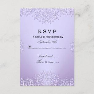 Purple Vintage Damask RSVP Card