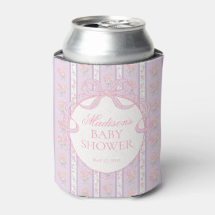 Purple Vintage Fancy Floral Baby Shower Favour Can Cooler