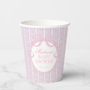 Purple Vintage Fancy Floral Baby Shower Paper Cups