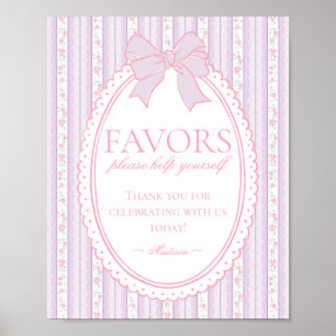 Purple Vintage Fancy Floral Favours Sign