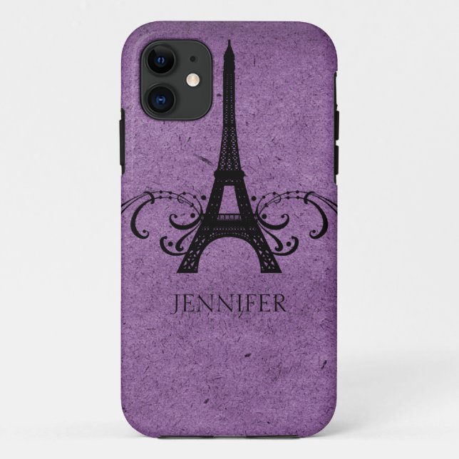 Purple Vintage French Flourish Case-Mate iPhone Case (Back)