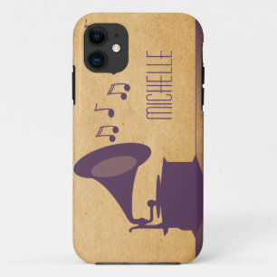 Purple Vintage Gramophone BT iPhone 5 Case
