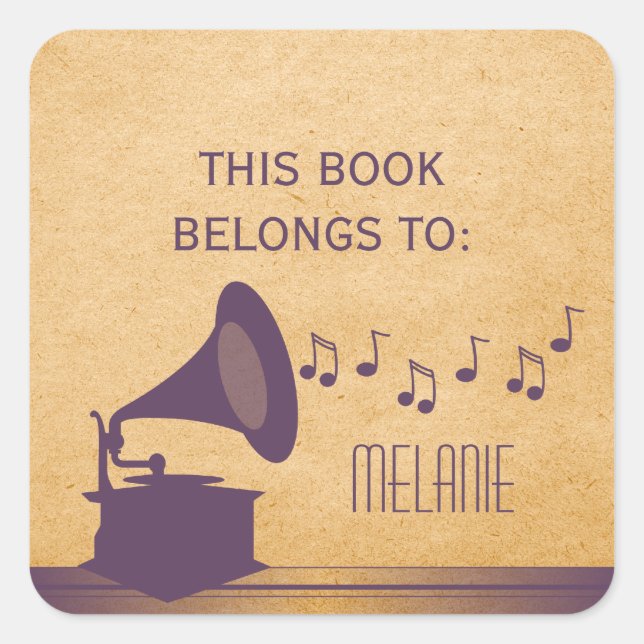 Purple Vintage Gramophone Stickers (Front)
