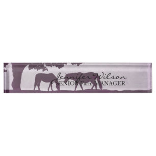 Purple Vintage Horse Farm Wedding Nameplate