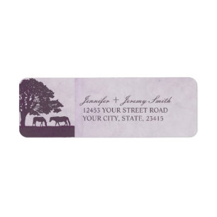 Purple Vintage Horse Farm Wedding Return Address Label
