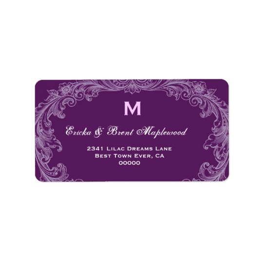 Purple Vintage Monogram B455 Address Label