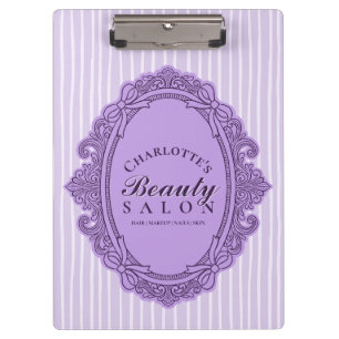 Purple Vintage Ornate Oval Frame Beauty Salon  Clipboard