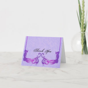 Purple Vintage Peacock Thank You Card