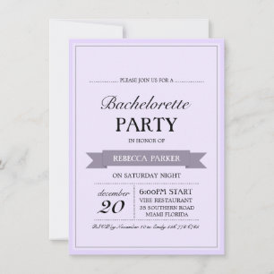 Purple Vintage Poster Bachelorette Invitation