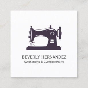 Purple Vintage Sewing Machine Seamstress   Square Business Card