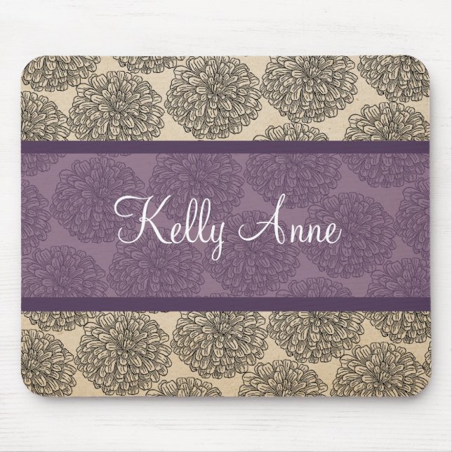 Purple Vintage Zinnia Mousepad (Front)