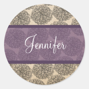 Purple Vintage Zinnia Stickers