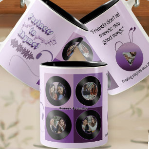 Purple Vinyl Record Best Friend Photo Custom Gift  Two-Tone Coffee Mug