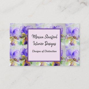 Purple Viola Flowers Watercolour Business Card