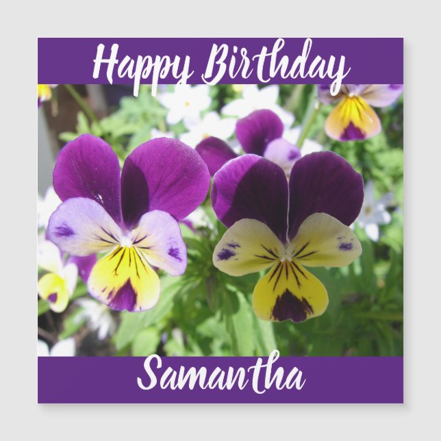 Purple Viola Pansy Pretty Flower floral Card (Front)